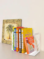 MSDADA Bookends, Book Ends for Shelves, Bookends for Office, Book Ends for Heavy Books, Book Shelf Holder Stand Home Decorative，Metal Bookend Supports, Book Stoppers, White(8 Pairs)