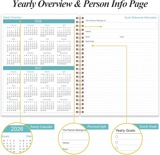 2026-2027 Planner - 18 Months Weekly & Monthly Planner from January 2026 - June 2027, Planners 2026-2027 with Elastic Closure, Inner Pocket, 8.5" x 11", Blue WaterColor