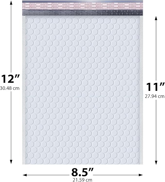 White Poly Bubble Mailers 7.25x12 inch #1 | Self Seal Padded Envelopes | Cushioned Bubble Mailer | Usable Size 7.25x11 | WaterProof | Lightweight mailing Shipping Bags | 100 Pack Bulk | Made in USA