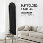 Asnefeli Room Divider 4 Pnale, Folding Privacy Screen, Foldable Wood Arched Room Divider Wall, Portable Partition Screen, Partition Divider for Room Separation for Home Office Bedroom, Black/White