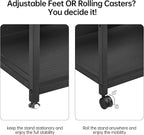 Fannova Printer Stand with Adjustable Shelf, 4 Tier Large Tall Printer Table with Wheels for Home Office Storage and Organization, Rolling Stand Cart for Computer Tower CPU Shredder, Black