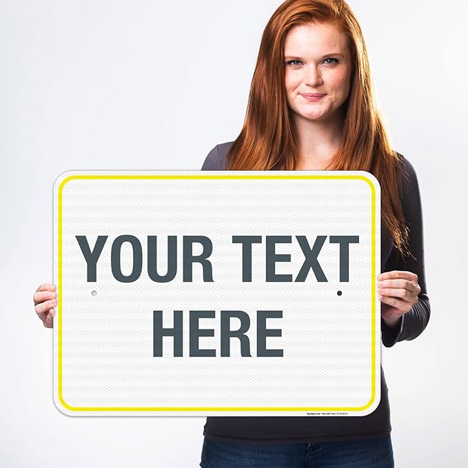 Personalized Custom Customize for Office, Business, Workplace, Home, Airbnb, Delivery Yellow Sign, 18x24 Inches, 3M EGP Reflective .080 Aluminum, Fade Resistant, Made in USA by Sigo Signs