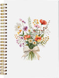 BitKan Cottagecore Floral Spiral Notebook, Pretty Colorful Wildflower Flower Aesthetic Journal, Floral Journal for Women, Preppy Bow Botanical Flower Notebook 5.5x8.3 Inch-375