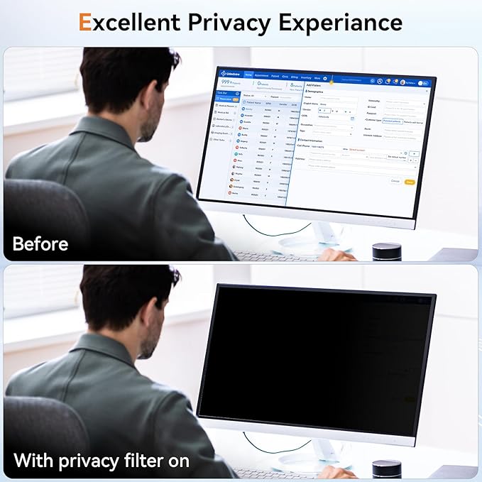 Mamol 34 Inch Curved Computer Privacy Screen Filter for 21:9 Aspect Ratio Widescreen Monitor - Anti Glare Blue Light Filter, Removable Computer Monitor Privacy Shield, Anti-Scratch Screen Protector