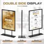 Zhengmy 1 Pcs Tabletop Sign Holder with Flat Base 11" x 14" Double Sided Countertop Sign Holder Vertical Desktop Display Stand Metal Poster Display Stand for Office Store Restaurant Hotels, Black