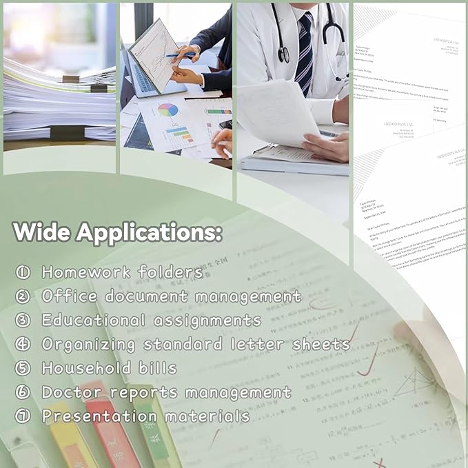 INDKOPVA Plastic Report Covers, 10Pcs File Folders Letter A4 Sheet Size, Clear Front Report Covers for Documents Presentation Resume Office School Home Organizer Binder (Plain Color, 10PCS）