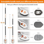 Calzzle Bathroom Scrub Brush with Long Handle, 3-in-1 Tub and Tile Cleaner with 5 Replaceable Heads for Shower, Floor & Wall Cleaning