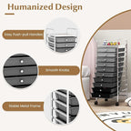GLACER 10 Drawers Rolling Cart, Storage Cart with w/Removable Drawers & Steel Frame, Utility Mobile Trolley w/Universal Casters & 2 Brakes, Organizer Cart for Home, School, Office (Gradient Grey)