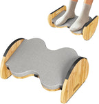 Ergonomic Under Desk Bamboo Footrest, 3-in-1 Reversible Rocking Footrest with Footpads, 4 Adjustable Heights Office Foot Stool, Large Anti-Slip Surface, Improves Posture and Blood Circulation