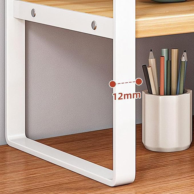 SIDIANBAN Desktop Organizer Shelf Office Storage Rack Computer Desk Bookshelf Adjustable Display Shelf for Office Supplies (White)
