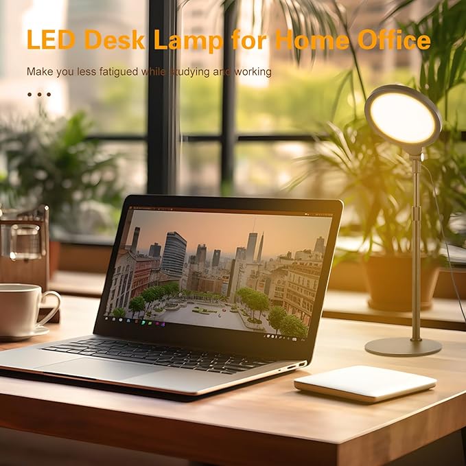 Desk Lamp for Home Office, Zoom Lighting for Computer, Height-Adjustable Video Conferencing Light, Eye-Care LED, Desk Light for Video Calls, USB Charging, Ideal for Study, Work, Reading, 2-Pack Set