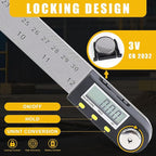 Delgada 12 inch/300mm Digital Angle Finder Tool Stainless Steel Digital Protractor Angle Ruler Finder Tool for Woodworking with Zeroing and Locking Function Battery