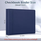 Antner 3 Ring Personal Check Binder for 3-on-a-Page End-Stub Deskbook & Personal 3 Holes or 9 Holes Small Size Checks, PU Leather Check Holder Checkbook Binder Cover with Zipper Pouch, Navy Blue