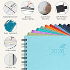 BEZEND 2026 Planner Weekly and Monthly (8.5" x 11" Spiral) Daily Calendar with Hourly Timeslots & Tab (Jan-Dec) Note & Expenses, Pen Holder, Inner Pocket, Vegan Leather Softcover - Red