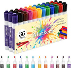 SUQJOY Dry Erase Markers, Bulletl Tip Whiteboard Markers, Low Odor Thick Dry Markers, 36 Bulk 12 Assorted Color Marker for Whiteboard, Classroom, Office & Home (36 Count 12 Colors)