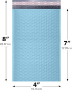 MAILERVIEW Light Blue Small Bubble Mailers 4x8 Inch #000 | Thick Padded Poly Bubble Mailer Envelopes | 1000 Pack Bulk | Trading Card Sports Card Shipping