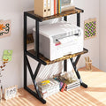 aboxoo Desktop Printer Stand with 3 Tier Wood Storage Shelves,Under Desk Printer Table,Multi-Purpose Home Office Desk Organizer for Fax Machine, Scanner (Brown)