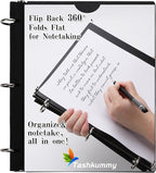 Tashkummy 360 Degree Pivotable Binder, Upgraded 3 Ring Binder 1 inch 4 Pack, Flexible Binders 3 Ring, Foldable Three Ring Binders- Black, White, Blue, Red