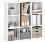 VASAGLE Custos Collection - Bookshelf, Bookcase, Cube Shelf with 9 Compartments, 9.4 x 38.6 x 38.6 Inches, Storage Shelf, for Living Room, Home Office, Dining Room, Cloud White ULBC477W01