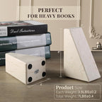 Koville Marble Bookends for Shelves, Large Bookends for Heavy Books, Non-Slip Heavy Duty Book Stopper for CD/Movies, Aesthetic Decorative Bookends for Shelves Table Home Decor(Beige)