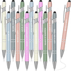Zonon 12 Pcs Inspirational Pens Bulk Funny Ballpoint Pen with Stylus Tip Motivational Gifts for Valentine's Day Teacher Coworkers Nurse School Office Supplies(Morandi,Boss Lady)