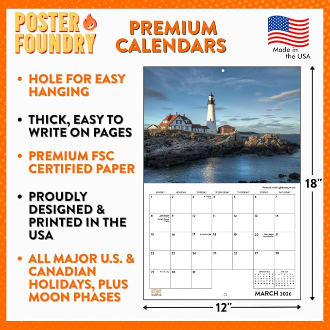 Rose Calendar 2026 Monthly Wall Calender 12 Month | American Made In The USA