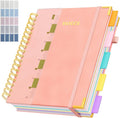 XYark Line Hardcover Spiral Notebook with Removable Dividers Tabs & Ruler, 5 Subject Notebook College Ruled, 300 Page, Large 8"x10" B5 Notebooks for Work School, Lined Journal for Women & Men, Pink