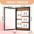 Homezelle Enclosed Cork Bulletin Board 36"x24" Outdoor Weatherproof Cork Noticeboard with Locking Door Wall-Mounted Black Aluminium Frame for Home, School, Office, Community, Hospital