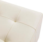 Adeco Faux Leather Storage Ottoman with Hinged Lid, 17.5 Inch High Cream White Square Cube Foot Stool with Storage, Upholstered Vanity Stool with Solid Wood Legs for Living Room, Bedroom, Dorm