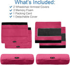 SPRING SEAON Wheelchair Armrest Covers 2 Pack Soft Memory Foam Wheelchair armrest Pads Wicking Washable for Office Transport Chair (Rose red)