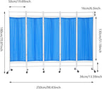 Medical Privacy Screens, Waterproof Nylon Fabric, 98.4 * 70.9 in Foldable Rolling Medical Privacy Screen with Silent Wheels, Suit for Hospitals, Clinics, and Nursing Homes (Blue, 5 Panels)
