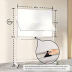 Neatsure Large Rolling Whiteboard on Wheels, 48" x 36" Double-Sided Mobile White Board with Stand, 4' x 3' Portable Standing Magnetic Dry Erase Board Easel for Home Office Classroom School, Silver