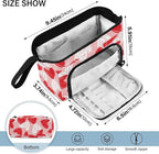 Bolaz Big Capacity Pencil Pen Case Pouch Bag School College Office Organizer for Teens Girls Adults Student-Valentine's Day Red White Hearts on Pink