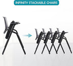 BLANEDUO Conference Room Chairs, Folding Office Desk Chair with Lumbar Support and Sliding Armrest, Stackable Office Guest Chairs & Reception Chairs(12 Pack)