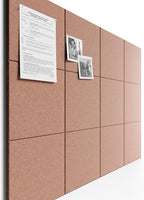 Bumusty Large Cork Board Alternative-47 x35 Felt Bulletin Board, with 30 Pushpins, 70 Adhesive Tabs, 12-Pack Slat Wall Paneling, Pin Boards for Office Push Felt Board-Terracotta
