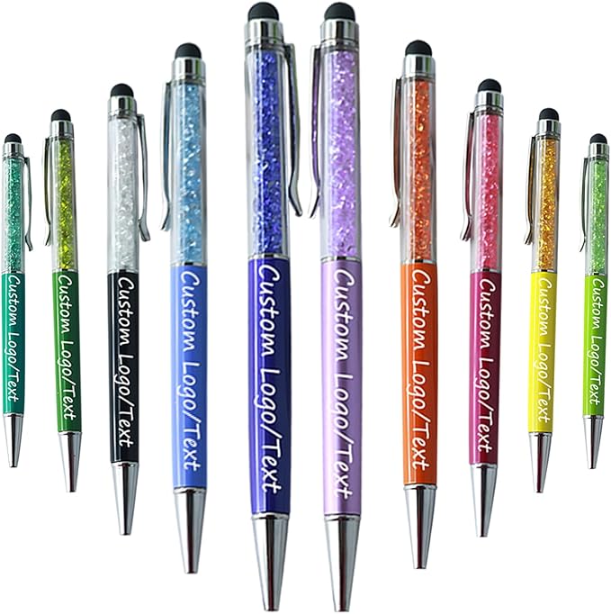 Yucold Customized Pens with Name/Logo - Touch Screen Stylus Ballpoint Pen, Perfect for Weddings, Business & Personalized Gifts (Multicolor,500)