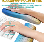 Hokafenle 2 in 1 Ergonomic Mouse Pad Wrist Support & Wrist Rest for Computer Keyboard Set, with Relieve Carpal Tunnel Pain Massage Bulge and Full Memory Gel Design (2In1 Set, Morning Sky)