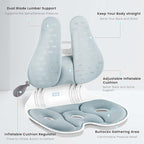 ZZWS Foldable Ergonomic Back and Lumbar Support with Adjustable Inflatable Lumbar Cushion for Good Posture Correction and Back Pain Relief, Perfect for Office, Floor Seat and Work from Home
