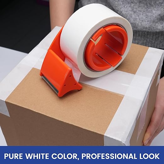 TAPEBEAR 48Rolls White Packing Tape with 12 Dispensers, 1.88 Inch x 60 Yards Packaging Tape Refills, Decorative Moving Tape for Boxes, Shipping and Sealing