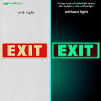 iSYFIX Exit Glow in the Dark Sign Stickers – 6 Pack 12x4 Inch – Photoluminescent Vinyl, Laminated for UV, Weather & Fade Resistance, Indoor & Outdoor for Business, School, Office, Warehouse