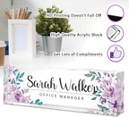 Custom Name Plate for Desk - Desk Name Plate Personalized - Purple Office Desk Accessories - Employee Appreciation Gifts - Acrylic Office Desk Decor for Women - Office Gifts for Coworkers Boss Teacher