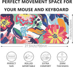 Abstract Floral Leaves Mouse Pad Desk Mat,Boho Art Extended Gaming Mouse Pad with Stitched Edges,Non-Slip Waterproof Rubber Base for Office,Computer,Keyboard,Laptop and Home Desk Pad(27.5X11.8 in)