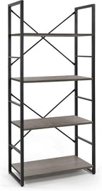CAPHAUS 4 Tier Bookshelf, 24 Inch Width Free Standing Shelf, Bookcase Shelf Storage Organizer, Industrial Book Shelves for Home Office, Living Room, Kitchen, Dark Grey Vintage Shelves & Metal Frame