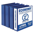 Samsill 2 Inch 3 Ring Binders, Made in USA, Economy Round Ring, Clear View Cover, 425 Sheet Capacity - for School, Home, Office - Blue, 4 Pack