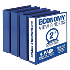 Samsill 2 Inch 3 Ring Binders, Made in USA, Economy Round Ring, Clear View Cover, 425 Sheet Capacity - for School, Home, Office - Blue, 4 Pack