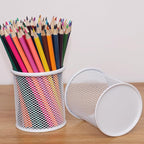 SNOW COOLER Pen Holder Mesh Pencil Holder Metal Pen Holder Cup Pencil Cup Holder for Desk Office Pen Organizer White, 4 Pack