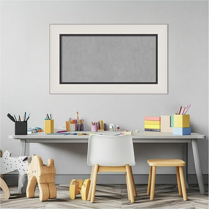 Amanti Art Silver Framed Magnetic Board 18x30 Small Vision Board for use with Magnets, 100% Metal Sheet to Display Items as Office Decor or for Home Organization in mudroom, Kitchen or Kids Room