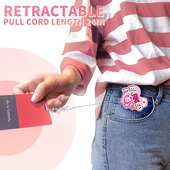 Aoryalps Earned IT Retractable Badge Reel Holder Retractable with ID Clip for Nurse Nursing Name Tag Card Nursing Student Teacher Doctor Medical Assistant Work Office Clip-Gifts for Nurse