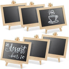 Juvale Wood-Framed Mini Chalkboard Signs - Double-Sided Chalk Board Stand - Versatile Tabletop Sign for Menus & Messages - Buffet Signage & Wedding Display Stand - Pack of 6, 6 x 4 in Writing Area