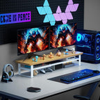 NestNeat Dual Monitor Stand, 35.4 Inch Monitor Stand Riser for 2 Monitors, 2 Tiers Wood Desk Shelf with Storage, Desktop Organizer Stand for Computer, Laptop, Printer, TV (Cherry Wood, 35.4in)